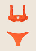 Bikini Donna F**K Reggiseno con Ferretto e Slip Americano Fisso Arancione Fluo 1142-FO image 5