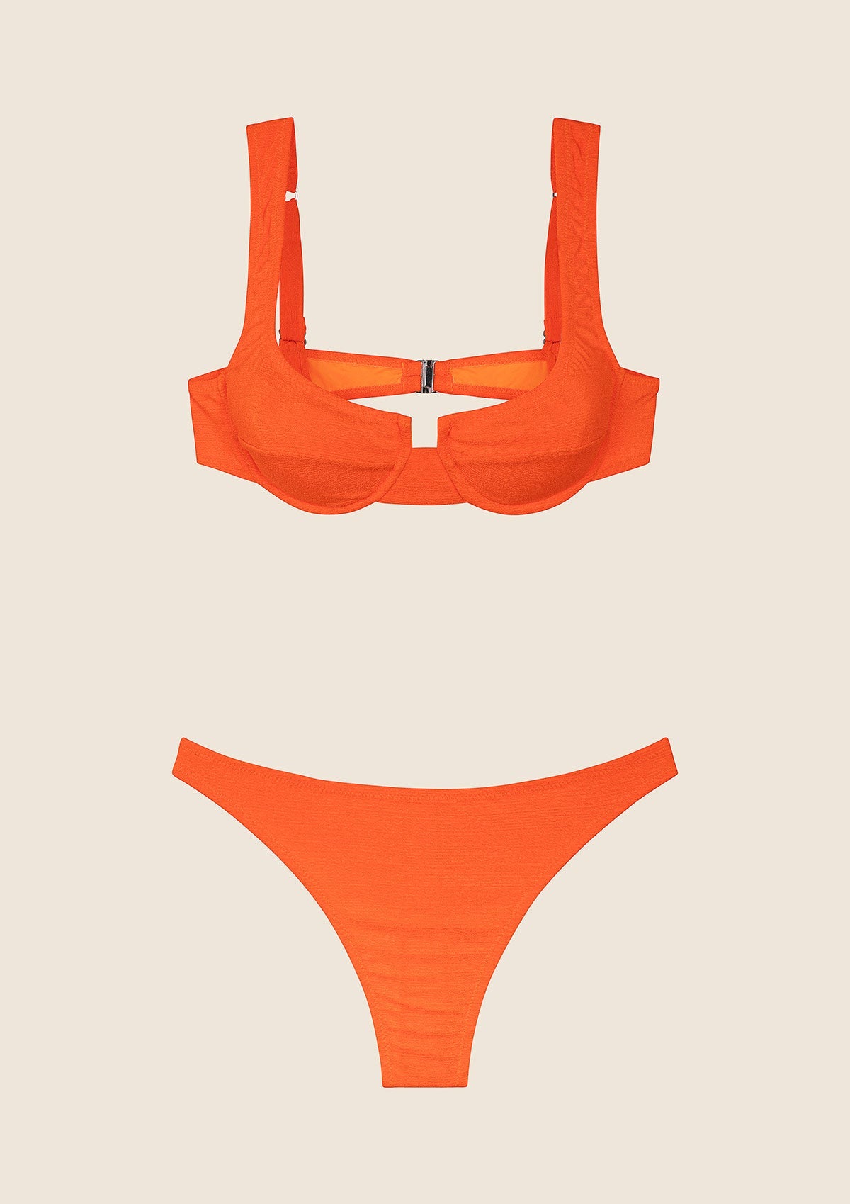 Bikini Donna F**K Reggiseno con Ferretto e Slip Americano Fisso Arancione Fluo 1142-FO image 5