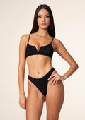 Bikini Donna F**K Top con Ferretto e Slip Americano Fisso Nero 1143-BK image 0