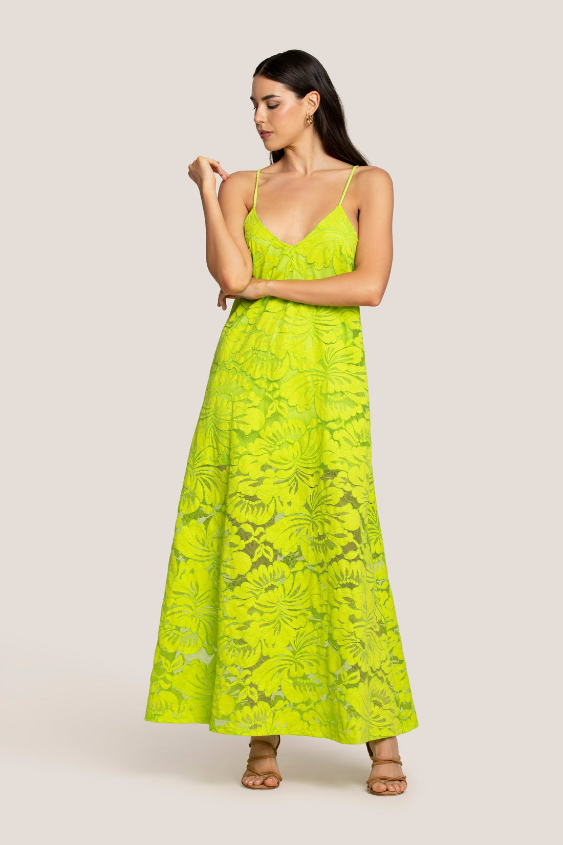 Abito lungo con incrocio blossom lace image 0
