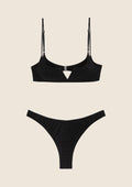 Bikini Donna F**K Top con Ferretto e Slip Americano Fisso Nero 1143-BK image 4